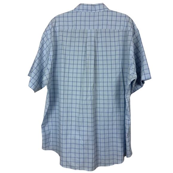 Brooks Brothers Non-Iron Short Sleeve Button Down Shirt Blue Windowpane Check XL - Picture 4 of 6